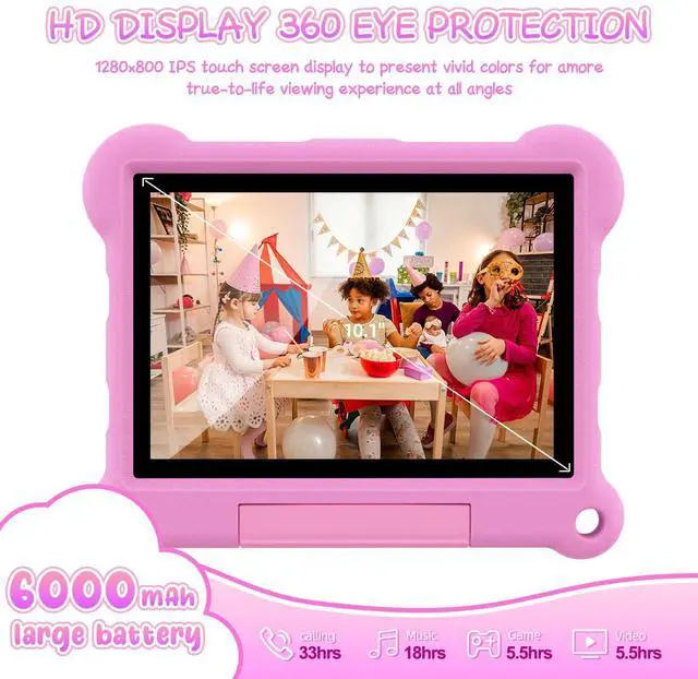 Alt view image 5 of 5 - ADREAMER Kids Tablet 10 inch Android 13 Toddler Tablet Octa Core 64GB+128GB, Cellular+WiFi+GPS, with Parental Control, Pre-intalled iWaWa, EVA Case, 10-hr Battery, HD Display.
