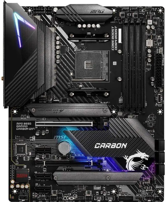Alt view image 2 of 4 - MSI MPG B550 GAMING CARBON WIFI Gaming Motherboard (AMD AM4, DDR4, PCIe 4.0, SATA 6Gb/s, Dual M.2, USB 3.2 Gen 2, HDMI/DP, Wi-Fi 6 AX, ATX, AMD Ryzen 5000 Series processors)