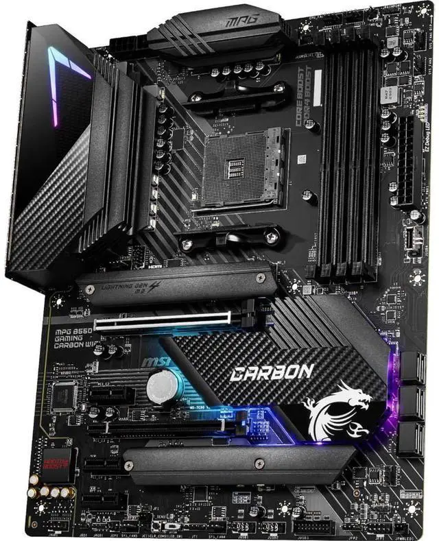 Alt view image 3 of 4 - MSI MPG B550 GAMING CARBON WIFI Gaming Motherboard (AMD AM4, DDR4, PCIe 4.0, SATA 6Gb/s, Dual M.2, USB 3.2 Gen 2, HDMI/DP, Wi-Fi 6 AX, ATX, AMD Ryzen 5000 Series processors)