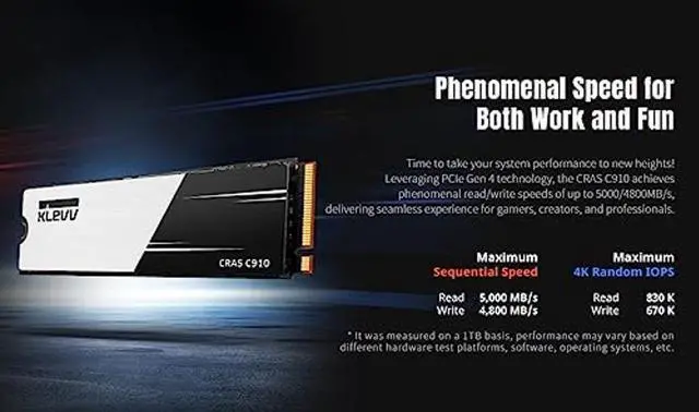 Alt view image 3 of 5 - KLEVV CRAS C910 2TB M.2 2280 SLC Cache NVMe PCIe Gen4x4 Laptop & Desktop Internal SSD Heatsink Included, up to 5200MB/s (K02TBM2SP0-C91)