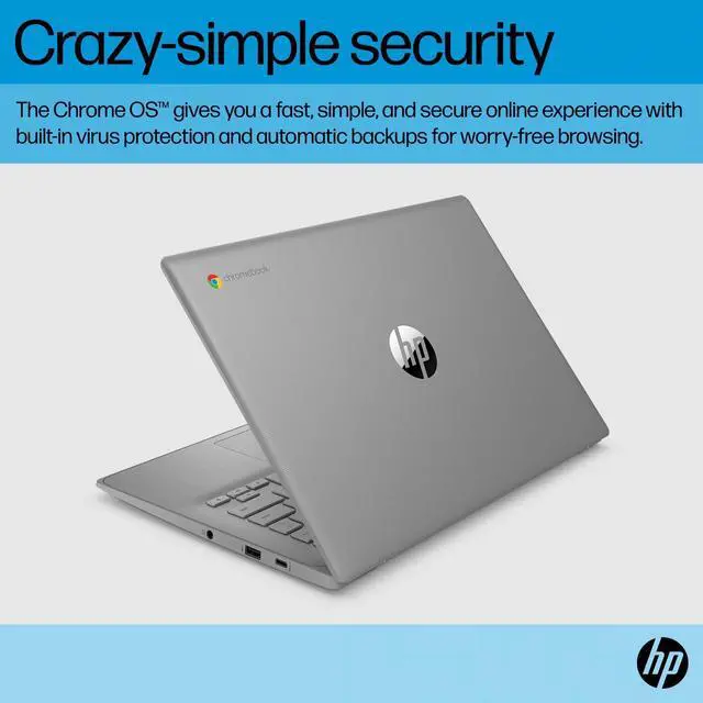 Alt view image 4 of 5 - HP Chromebook 14 Laptop (14" HD, Intel 4-Core Celeron N4120, 4GB RAM, 192GB Storage, UHD Graphics 600) for Home & Student, Light Weight & 14-Hr Battery Life, Webcam, Wi-Fi, IST HUB, Chrome OS, Grey