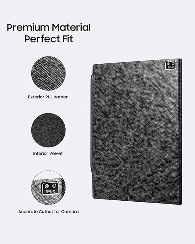 Alt view image 2 of 5 - iflytek AINOTE Air 2 E Ink Tablet 8.2" Protective Folio Case, Premium PU Leather, Slim& Lightweight, Durable Cover with a Pen Clip for Writing Tablet, Water and Dustproof - Black