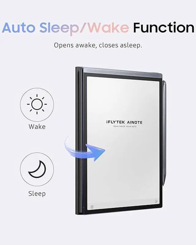 Alt view image 3 of 5 - iflytek AINOTE Air 2 E Ink Tablet 8.2" Protective Folio Case, Premium PU Leather, Slim& Lightweight, Durable Cover with a Pen Clip for Writing Tablet, Water and Dustproof - Black