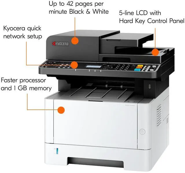 Alt view image 5 of 5 - KYOCERA ECOSYS MA4000x Monochrome Multifunctional Laser Printer (Print/Copy/Scan), up to 42ppm, Dual Scan Document Processor and Free OCR, Cloud & Mobile Utilities