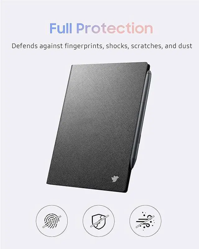 Alt view image 4 of 5 - iflytek AINOTE Air 2 E Ink Tablet 8.2" Protective Folio Case, Premium PU Leather, Slim& Lightweight, Durable Cover with a Pen Clip for Writing Tablet, Water and Dustproof - Black