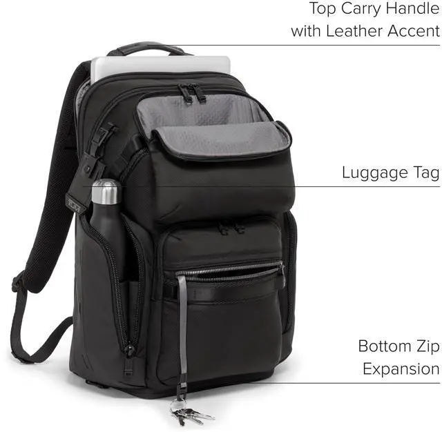 Alt view image 4 of 5 - TUMI - Alpha Bravo Nomadic Backpack - Durable Carry On Backpack - 18.8" X 15.0" X 9.0" - Fits up to 15" Laptop - Black