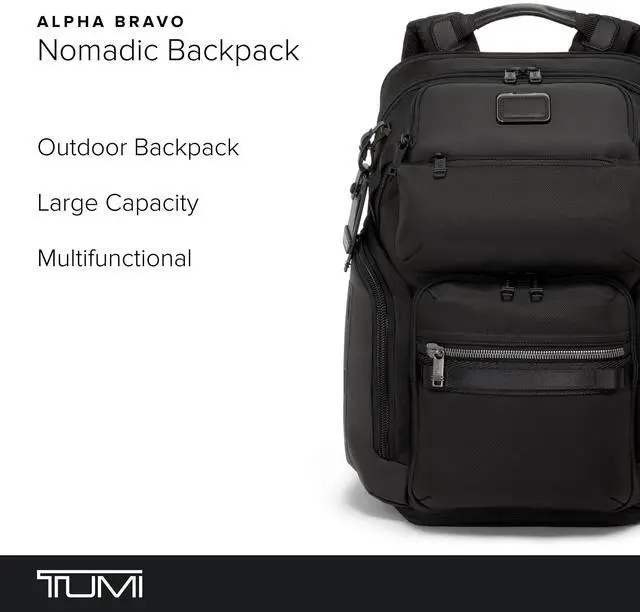 Alt view image 2 of 5 - TUMI - Alpha Bravo Nomadic Backpack - Durable Carry On Backpack - 18.8" X 15.0" X 9.0" - Fits up to 15" Laptop - Black