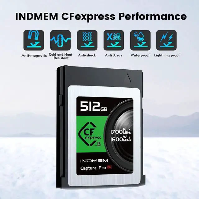 Alt view image 2 of 5 - 512GB CFexpress Type B Memory Card, Raw 8K Video Recording,up to 1700MB/s Read, 1600MB/s Write, Compatible with Nikon Z6/Z7/D6,Canon EOS-1DXMark III/EOS-R5,Panasonic S1/S1R,DJI Ronin 4D