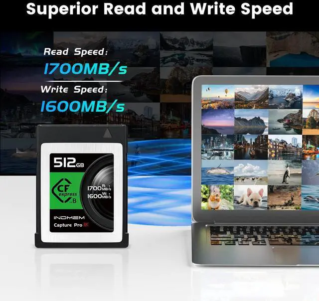Alt view image 3 of 5 - 512GB CFexpress Type B Memory Card, Raw 8K Video Recording,up to 1700MB/s Read, 1600MB/s Write, Compatible with Nikon Z6/Z7/D6,Canon EOS-1DXMark III/EOS-R5,Panasonic S1/S1R,DJI Ronin 4D