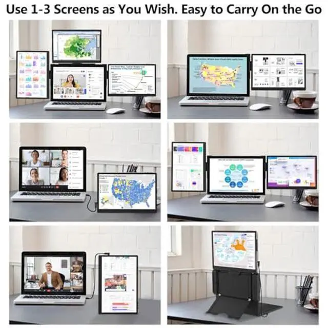 Alt view image 5 of 5 - 13.3" Laptop Screen Extender, Quad Laptop Monitor Extender Portable Detachable 3 Screen 1920x1200 IPS 16:10 USB 3.0 Quad Monitor for Laptop 11.6"-16" Compatible with MacOS (M1/M2/M3)/ Windows