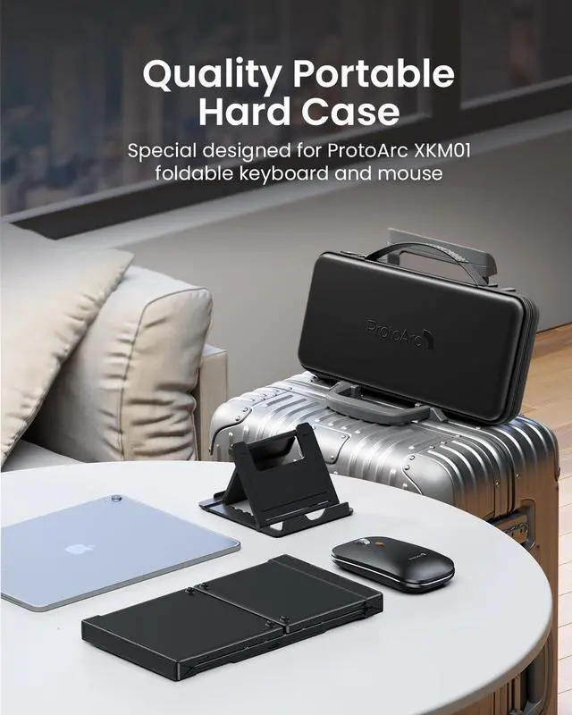 Alt view image 4 of 5 - ProtoArc Foldable Keyboard and Mouse, XKM01 True Full-Size Folding Keyboard Mouse Combo for Business and Travel, 2.4G+Dual Bluetooth Portable Mouse Keyboard for Laptop iPads Tablets - Black