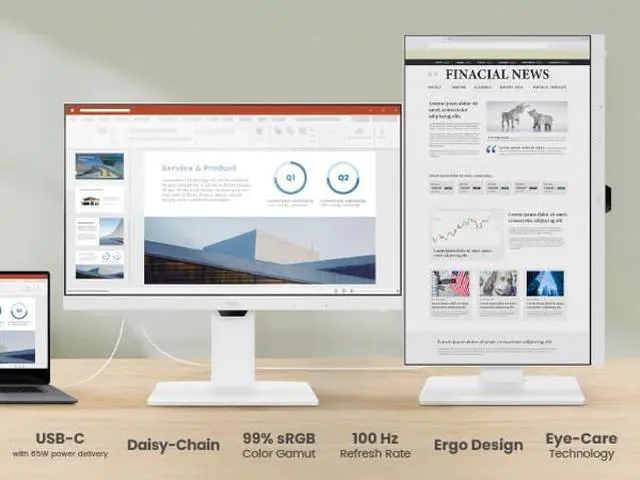 Alt view image 2 of 5 - BenQ GW2786TC Office USB hub Monitor 27" 1080p | Coding Mode | IPS | Eye-Care Tech | Adaptive Brightness | Height Adjustable | White Monitor | Noice-Cancelling Mic | Daisy Chain | USB-C