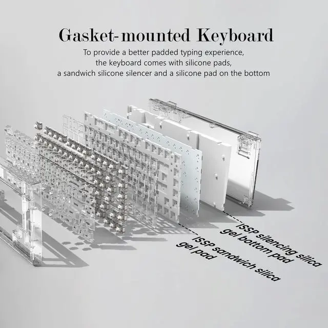 Alt view image 3 of 5 - Womier 75% Mechanical Gaming Keyboard - Gasket Mount SK75 82 Keys Custom RGB Backlit With Detachable Aviator Coiled Cable Type C to USB A Mix 5.9in