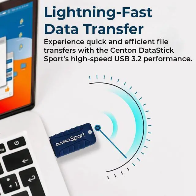Alt view image 4 of 5 - Centon Electronics MP Essential USB 3.2 Gen1 DataStick Sport Flash Drive, 8 GB, 10 USB Flash Drives, 10 Bulk Pack, Navy Blue