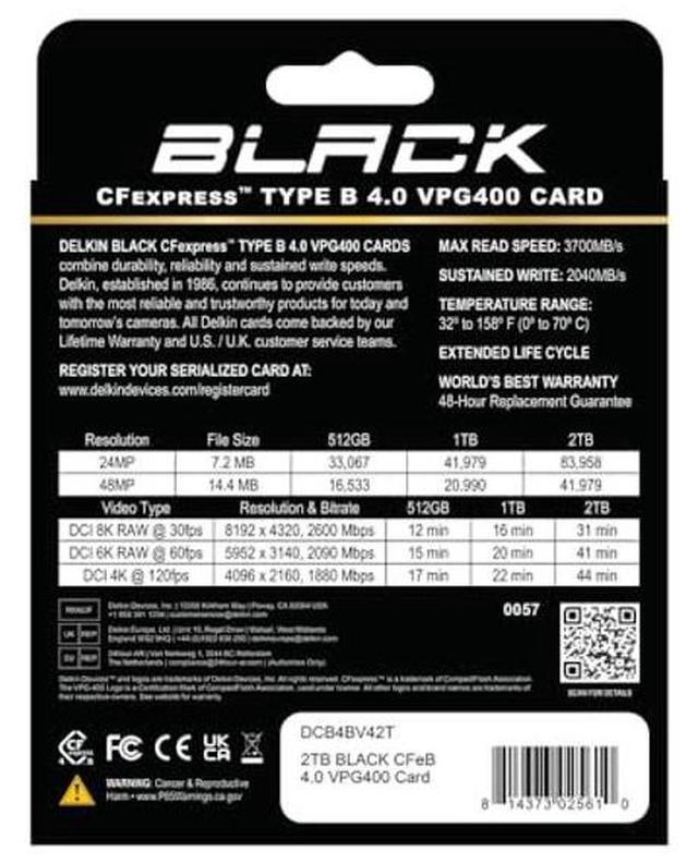 Alt view image 3 of 4 - Delkin Devices Black 2TB CFexpress(tm) Type B 4.0 VPG400 Memory Card - High-Speed Performance for Professional Photography & Videography (2TB)