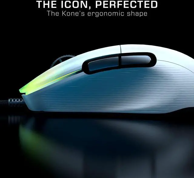 Alt view image 4 of 5 - ROCCAT Kone Pro PC Gaming Mouse, Lightweight Ergonomic Design, Titan Switch Optical, AIMO RGB Lighting, Superlight Wired Computer Mouse, Titan Scroll Wheel, Bionic Shell, 19K DPI, White