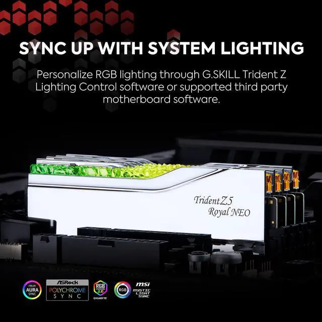 Alt view image 5 of 5 - G.SKILL Trident Z5 Royal Neo Series (AMD Expo) DDR5 RAM 32GB (2X 16GB) 6000MT/s CL26-36-36-96 1.45V Desktop Computer Memory U-DIMM - Silver (F5-6000J2636H16GX2-TR5NS)