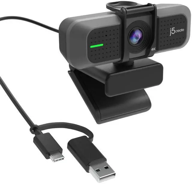 Alt view image 4 of 5 - j5create 4K Wide Angle Webcam with Microphone/Privacy Cover for Video Conferencing, Streaming, Recording and Online Teaching, Supports Zoom, Skype, Teams, OBS and More (JVU430)