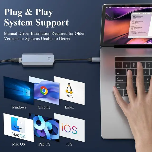 Alt view image 5 of 5 - Minthouz USB-C to Ethernet Adapter 5Gbps, RJ45 to USB C 5 Gigabit LAN Network Adapter, Grey Aluminum Case Ethernet to USB Network Dongle Compatible with Laptops, Computers, MacBook, Surface and More