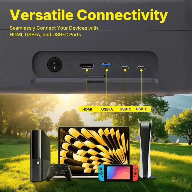 Alt view image 5 of 5 - MP Mobile Pixels 27" Pixcase Computer Monitor, 1080P Touchscreen with 16GB RAM, Google Play Access, 40W Speakers, Compact Suitcase Design, Gamepad & Remote Included, Windows/Mac/Switch/Consoles
