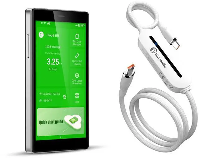 Main image of GlocalMe UniCord Charging Cable with 4G WiFi Mobile Hotspot and 8GB Datas + G4 Pro 4G LTE Mobile Hotspot Device with 5" Touch Screen