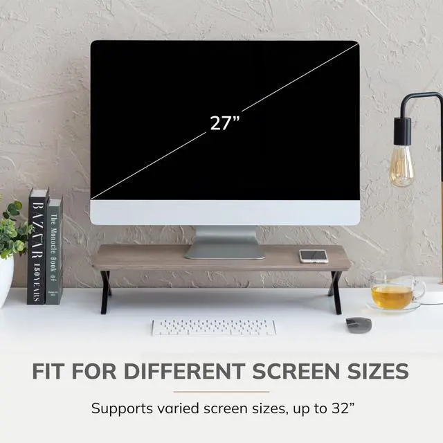 Alt view image 4 of 5 - Anji Mountain Monitor Stand - Desktop Organizer & Laptop Riser, Ergonomic Monitor Riser, Space-Saving Monitor Stand for Desk, Durable Construction, Easy Assembly, Ideal for Home & Office,Biscotti