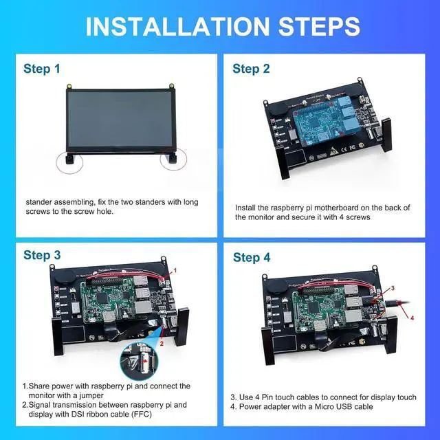 Alt view image 3 of 5 - 8 Inch Touchscreen for Raspberry Pi,5-Point 1280 * 800 IPS Touchscreen Portable Monitor with HDMI Interface Dual-Speaker for Raspberry Pi 5/4B/3B+/3B/B+ Jetson Nano Win11/10/8/7 (8'' 1280 * 800)
