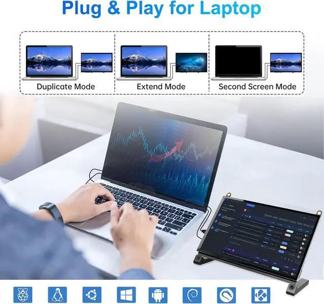 Alt view image 5 of 5 - 8 Inch Touchscreen for Raspberry Pi,5-Point 1280 * 800 IPS Touchscreen Portable Monitor with HDMI Interface Dual-Speaker for Raspberry Pi 5/4B/3B+/3B/B+ Jetson Nano Win11/10/8/7 (8'' 1280 * 800)