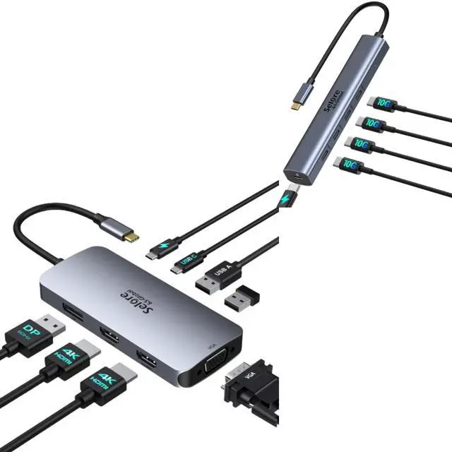 Main image of Selore USB C Docking Station Dual HDMI Monitor Adapter 10Gbps USB C Hub