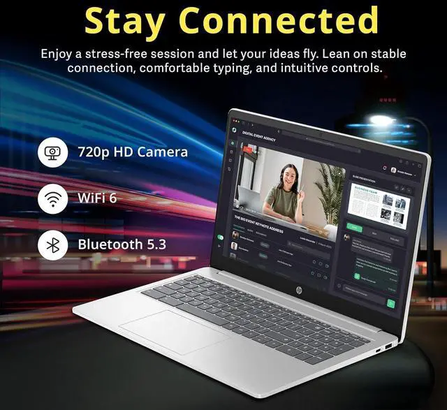 Alt view image 5 of 5 - HP Chromebook 2025 Premium Laptop Student Business, 15.6" HD Display, Quad-Core Intel N200 Processor, 8GB RAM, 564GB Storage (64GB eMMC+ 500GB Ext), UHD Graphics, Wi-Fi, Chrome OS +MarxsolAccessory