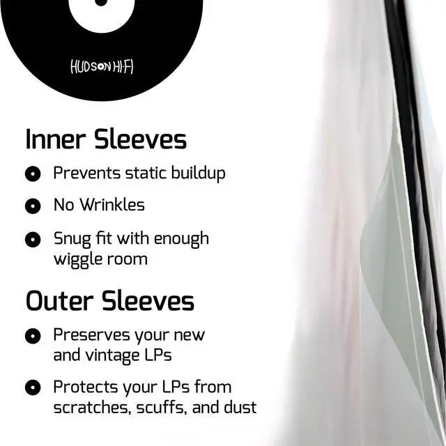 Alt view image 4 of 5 - Hudson Hi-Fi 50 ct. Inner Sleeves for Vinyl Records & 50 ct. Vinyl Outer Sleeves - 100 Vinyl Sleeves for Records, Clear Outer & Inner Sleeves for Vinyl Records