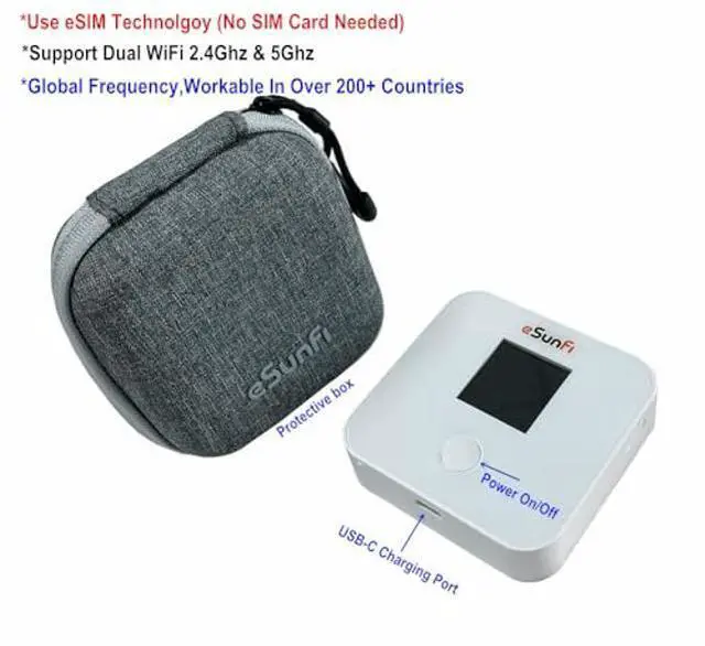 Alt view image 2 of 5 - Sunhans eSunFi SHFiEL40 4G LTE WiFi Mobile Hotspot Router, Worldwide WiFi Portable High Speed WiFi Hotspot, No SIM Card Needed,Secure Wireless Network Anywhere, Mini Size, Only 135g