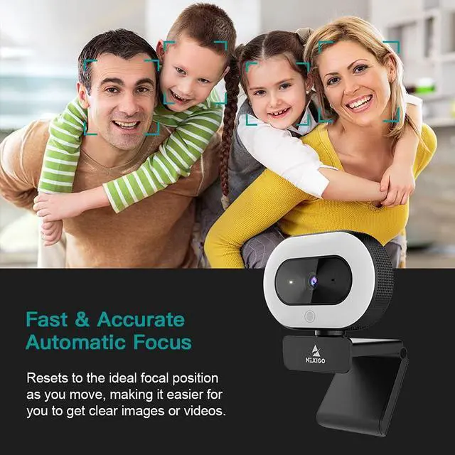 Alt view image 4 of 5 - NexiGo 1080P Streaming Webcam Kits, N930E AutoFocus Web Camera with Ring Light and Privacy Cover, Lightweight Mini Tripod, for Zoom/Skype/Teams