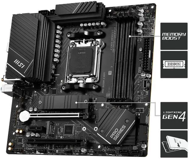 Alt view image 3 of 5 - MSI PRO B650M-A WiFi Motherboard AMD B650 Socket AM5 Micro ATX
