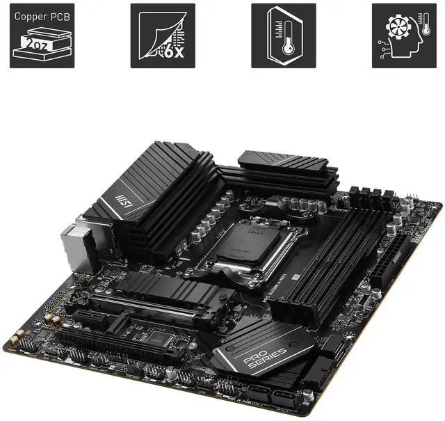 Alt view image 4 of 5 - MSI PRO B650M-A WiFi Motherboard AMD B650 Socket AM5 Micro ATX