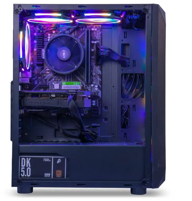 Alt view image 3 of 3 - MXZ Gaming PC Computer R5 3500X, RX6500XT, 8G DDR4, NVME 500G, B450,6RGB Fans,Windows 11 Pro Ready to use, Gamer Desktop Computer(5 3500X| RX6500XT)