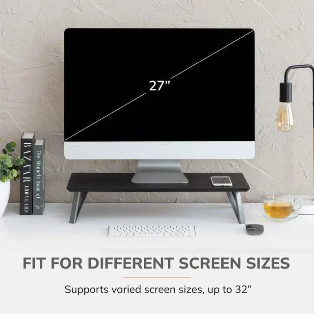 Alt view image 4 of 5 - Anji Mountain Monitor Stand - Desktop Organizer & Laptop Riser, Ergonomic Monitor Riser, Space-Saving Monitor Stand for Desk, Durable Construction, Easy Assembly, Ideal for Home & Office,Black