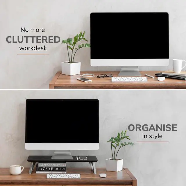 Alt view image 5 of 5 - Anji Mountain Monitor Stand - Desktop Organizer & Laptop Riser, Ergonomic Monitor Riser, Space-Saving Monitor Stand for Desk, Durable Construction, Easy Assembly, Ideal for Home & Office,Black