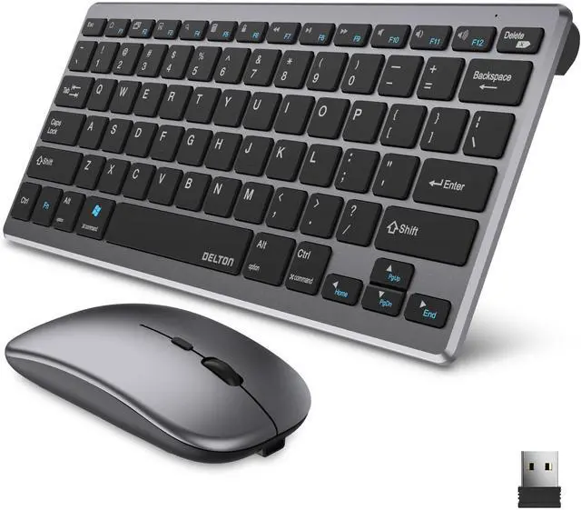 Main image of Delton N35 Portable/Travel/Small Wireless Keyboard and Mouse Combo - Bluetooth & 2.4GHz, 3 Adjustable DPI (800/1200/1600), Compatible with PCs, laptops, macOS, and iOS - Black
