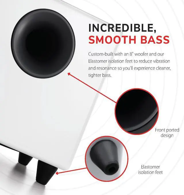 Alt view image 3 of 5 - Audioengine A2 Black Desktop Speakers with S8 White Subwoofer and DS1 Stands