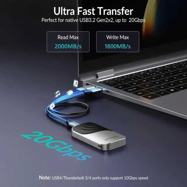 Alt view image 2 of 5 - GiGimundo G20 Portable SSD 2TB Small Size with Lanyard, Durable Zinc Alloy, USB-C External Solid State Drive, 10Gbps for PC Mac Laptop Desktop, Max 20Gbps