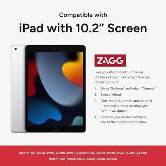 Alt view image 2 of 5 - ZAGG - Pro Keys Wireless Keyboard with Trackpad and Detachable Case - Compatible with The Apple iPad 10.2"(Gen 7,8,9) - Charcoal