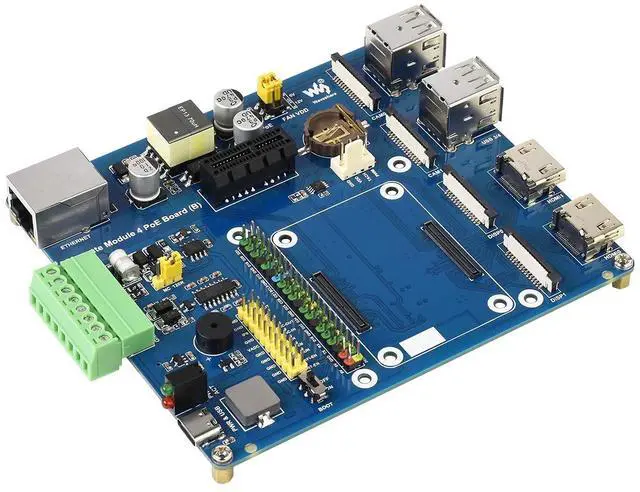 Alt view image 3 of 5 - Waveshare Raspberry Pi Compute Module 4 IO Board with PoE Feature (Type B) Suitable for Variants of CM4