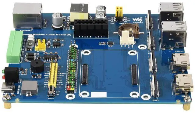 Alt view image 4 of 5 - Waveshare Raspberry Pi Compute Module 4 IO Board with PoE Feature (Type B) Suitable for Variants of CM4
