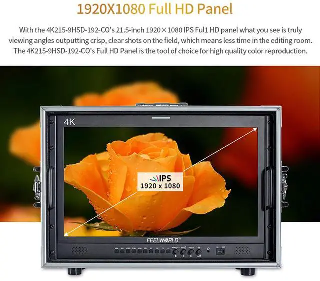 Alt view image 3 of 5 - FEELWORLD 21.5" 3G-SDI/ 4K HDMI Broadcast Carry-on Director Monitor with IPS Full HD 1920x1080 for TV News Production, Broadcasting House, TV Broadcasting Truck and Other Fields.
