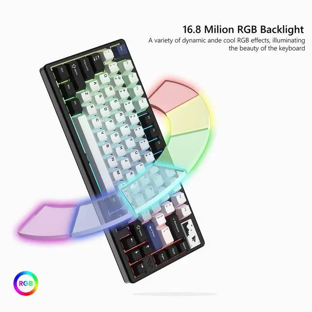 Alt view image 5 of 5 - Womier 75% Keyboard Wireless, Creamy Mechanical Keyboard Gaming, CNC Aluminum with 8000mAh Battery, QMK/VIA Tri-Mode Key Board Custom Hot Swappable RGB Backlit for Windows/Mac/PC (SK71 PRO-Black)
