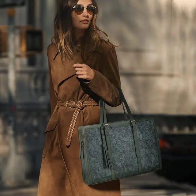 Alt view image 2 of 5 - ECOSUSI Laptop Bag For Women 15.6 Inch Work Tote Bags PU Leather Computer Purse For Business Office With 3 Layer Compartments