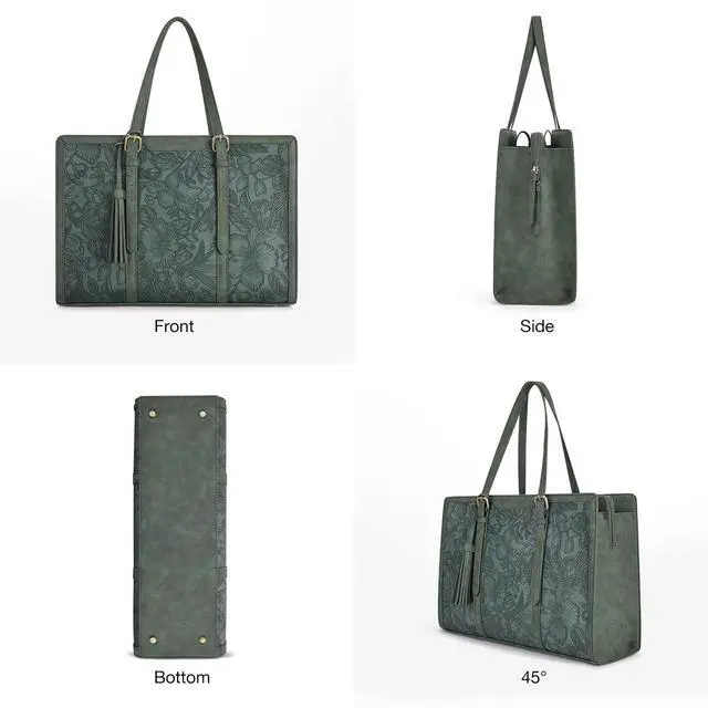 Alt view image 4 of 5 - ECOSUSI Laptop Bag For Women 15.6 Inch Work Tote Bags PU Leather Computer Purse For Business Office With 3 Layer Compartments