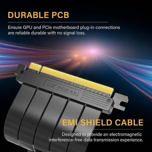 Alt view image 4 of 5 - EZDIY-FAB PCIE Gen 4 16x Extreme Flexible, High Speed Riser Cable PCI Express 4.0 Port GPU Extension Card-Straight Connector [11.8in/30cm]