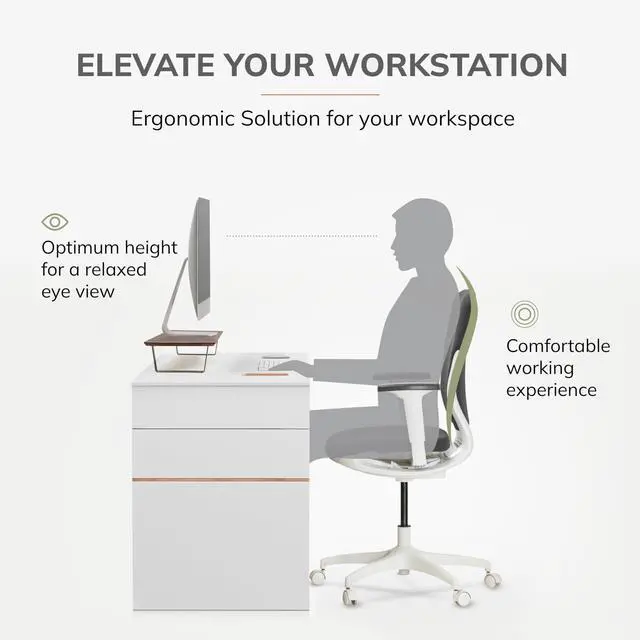 Alt view image 3 of 5 - Anji Mountain Monitor Stand - Desktop Organizer & Laptop Riser, Ergonomic Monitor Riser, Space-Saving Monitor Stand for Desk, Durable Construction, Easy Assembly, Ideal for Home & Office,Walnut